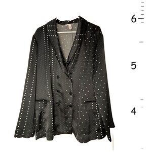 Victoria's Secret  SLEEP Pajama SHIRT BLACK White Polka Dot Top Size XL